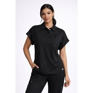 🖤 Grey’s Anatomy by Barco Dolman Sleeve Polo Scrub Top – Black | XS | NWT